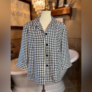 Silkland size 14 houndstooth silk 3/4 sleeve blazer